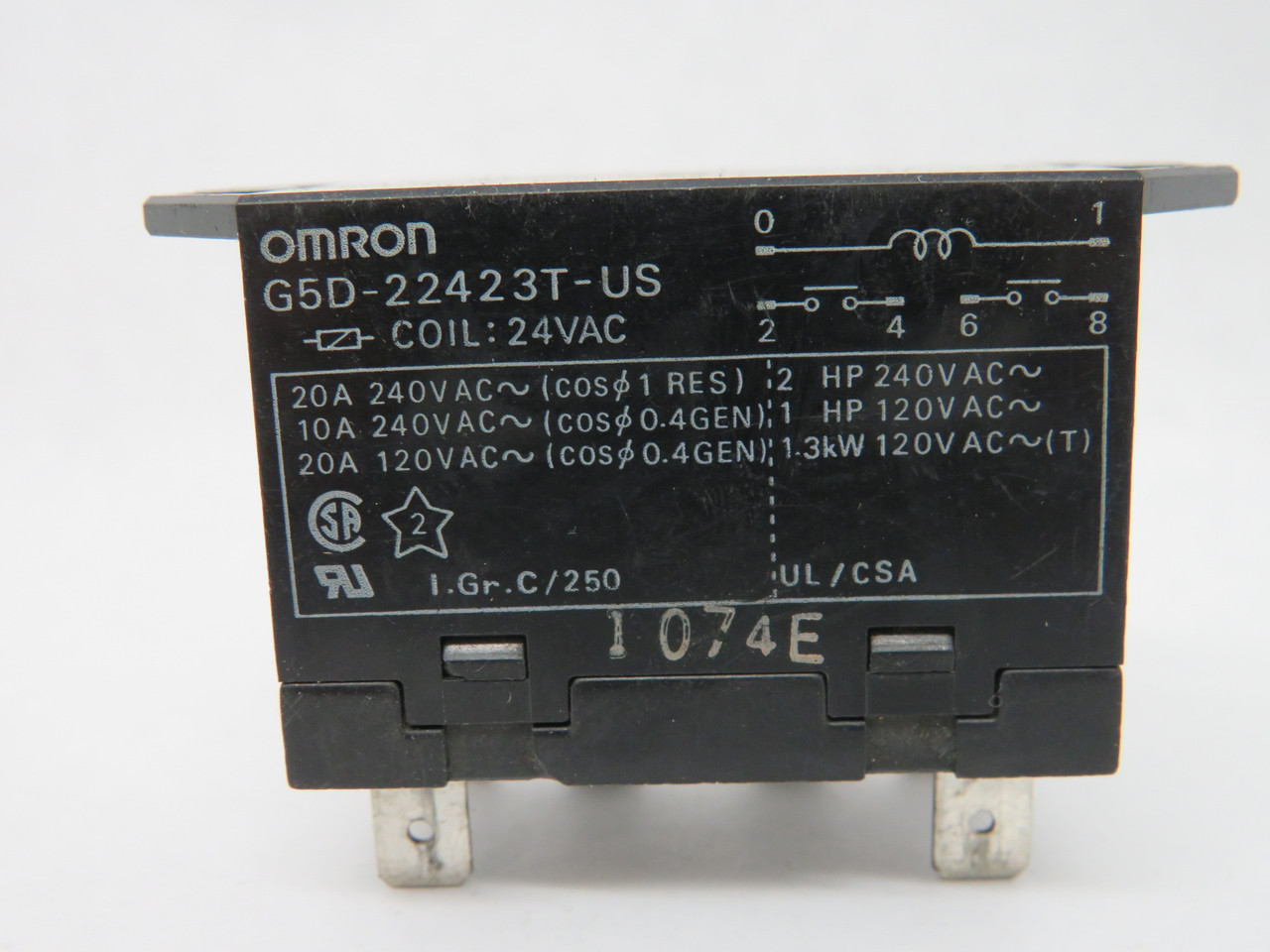 Omron G5D-22423T-US-AC24 Power Relay 24VAC 20/10A 1/2HP 240/120VAC USED