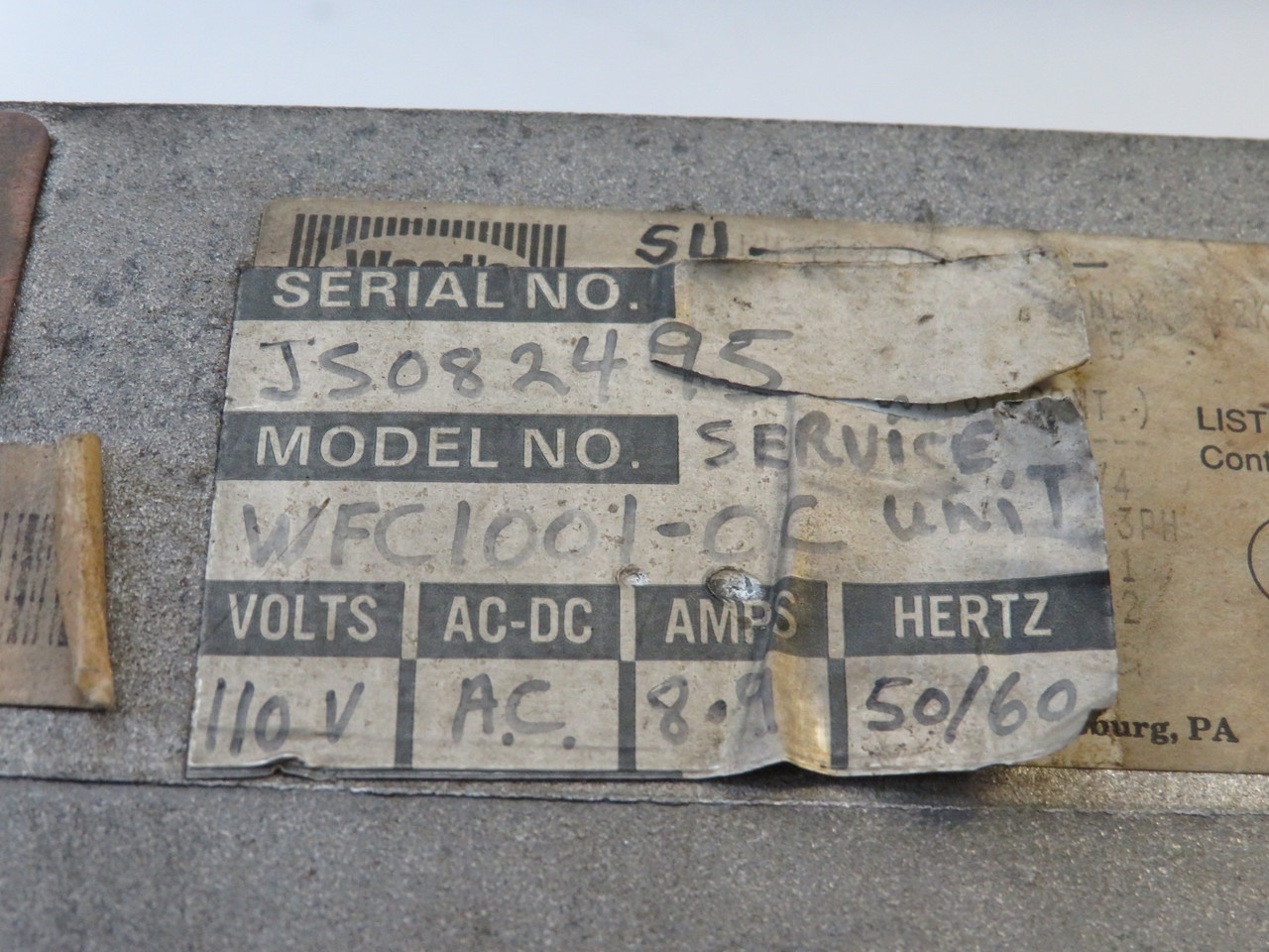 TB Wood's WFC1001-0C 110VAC 8.9A 50/60Hz MODIFIED/MISSING SCREWS USED