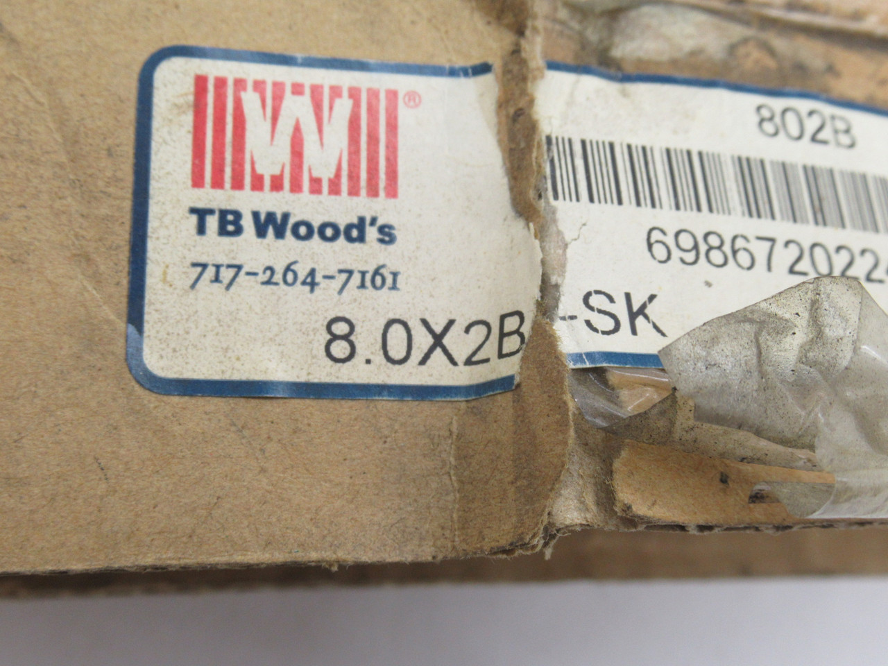 TB Woods 8.0X2B-SK 802B Sheave 2-5/8" SK Bushing 2-Groove A-B Belt DMG BOX NEW