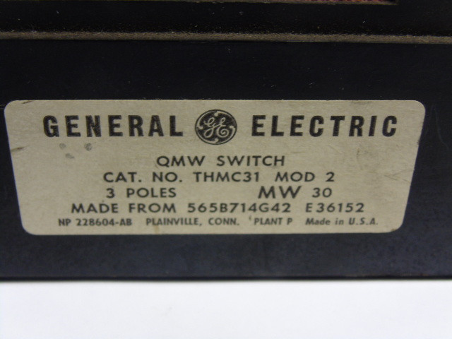 General Electric THMC31 Disconnect Switch 30Amp 600V 3Phase 3Pole USED