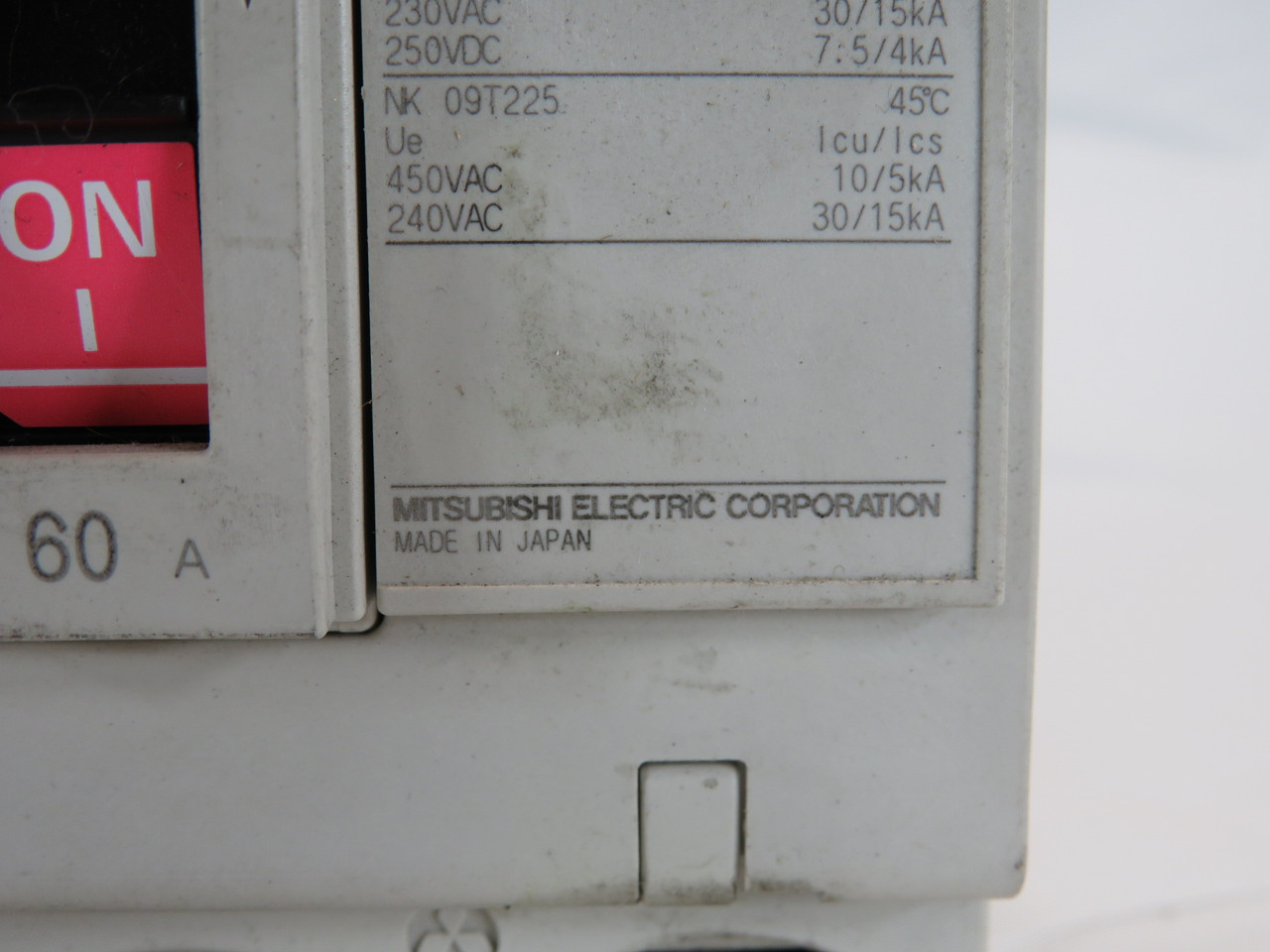 Mitsubishi NF125-CV3P60A Molded Case Circuit Breaker 60A 600V 3-Pole USED
