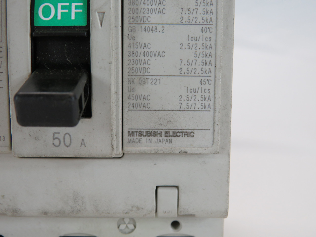 Mitsubishi NF63-CV3P50A Molded Case Circuit Breaker 50A 600V 3-Pole USED