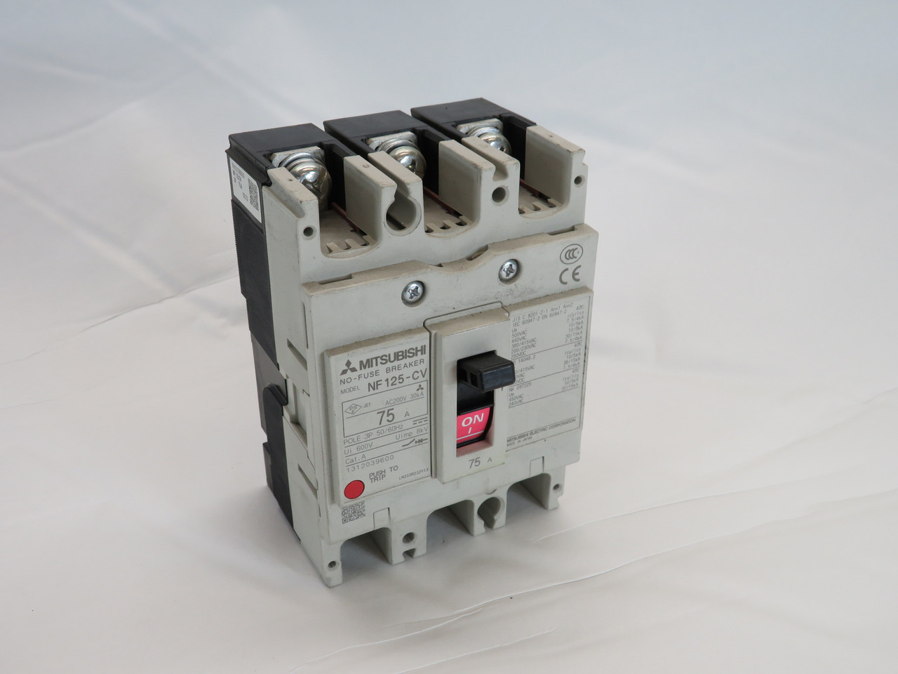 Mitsubishi NF125-CV3P75A Molded Case Circuit Breaker 75A 600V 3-Pole USED