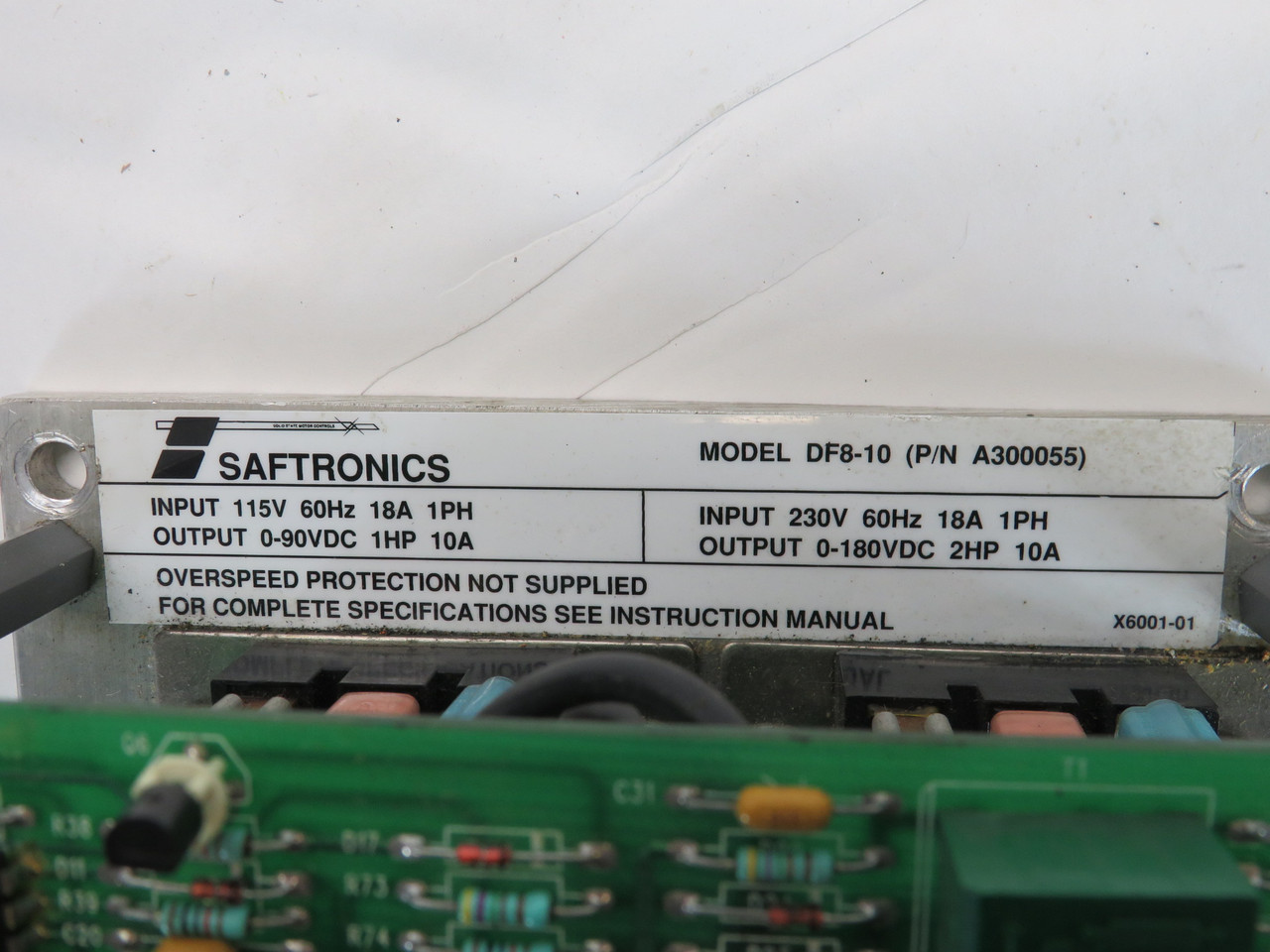 Saftronics DF8-10 DC Drive 1HP 0-90VDC 10A / 2HP 0-180VDC 10A MISSING SCREW USED