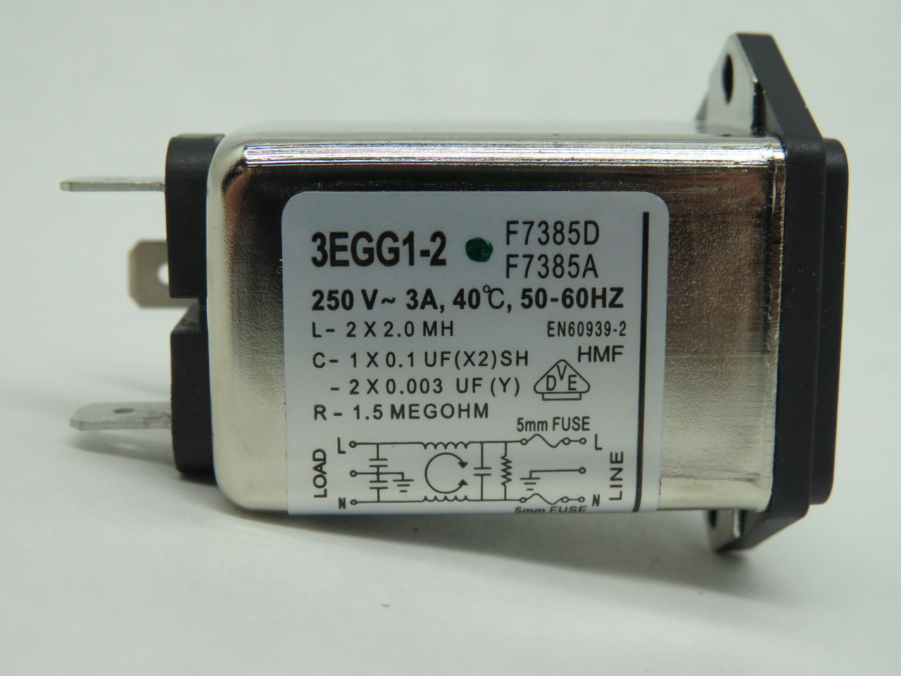 Corcom 3EGG1-2 Power Entry Module 3A 120/250VAC 50-60Hz NOP