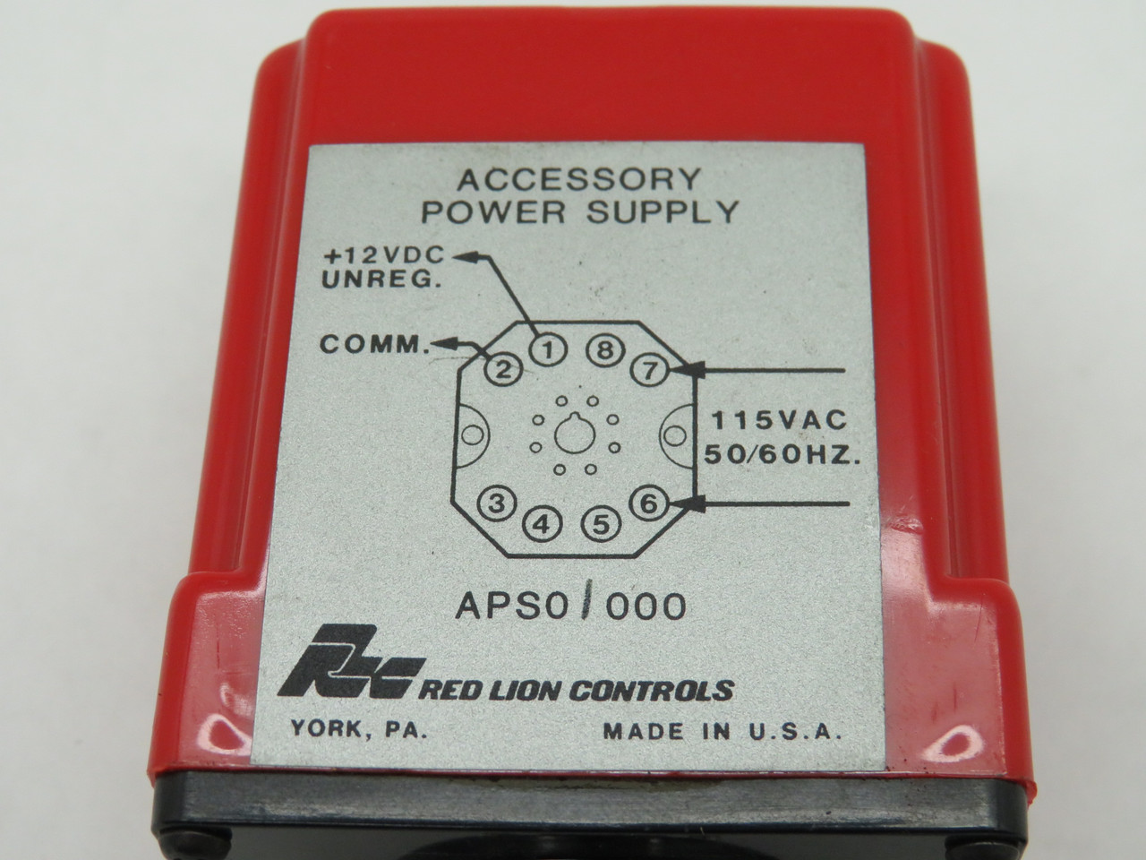 Red Lion APS01000 Accessory Power Supply 115V 50/60Hz 12VDC 8-Pin USED