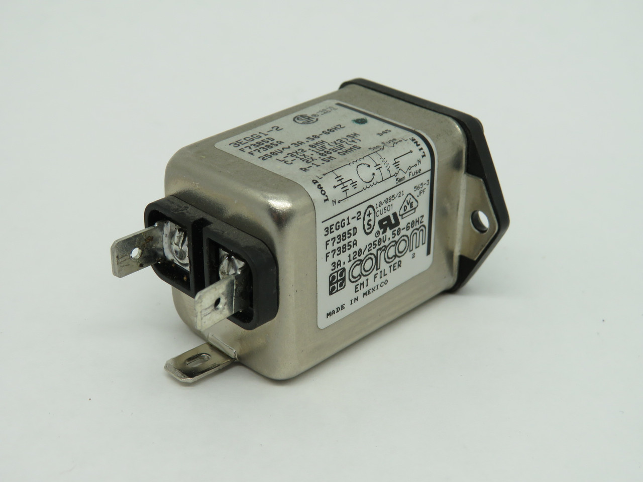 Corcom 3EGG1-2 Power Entry Module 3A 120/250VAC 50-60Hz USED