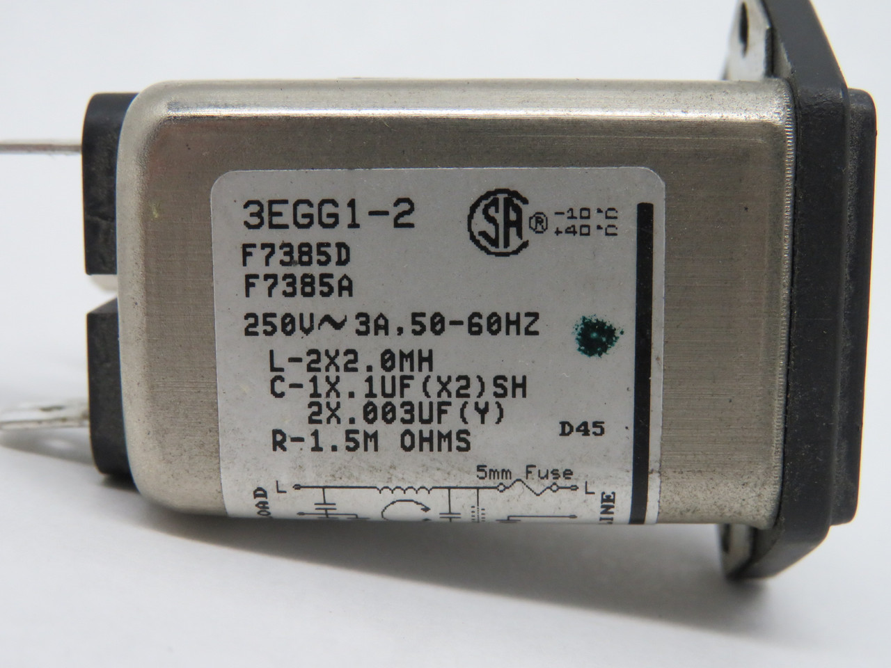 Corcom 3EGG1-2 Power Entry Module 3A 120/250VAC 50-60Hz USED