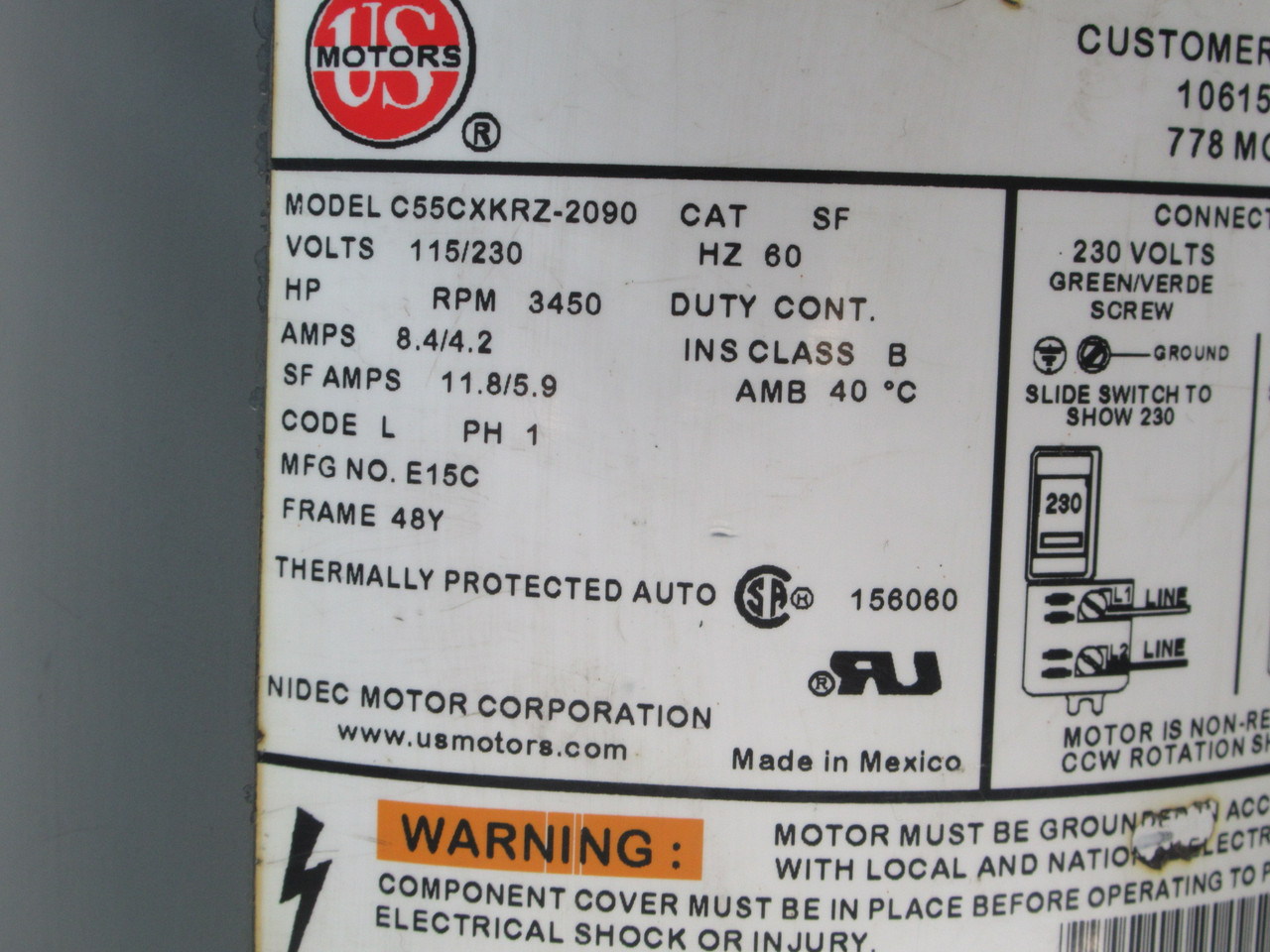 Franklin Electric BE-S50 Surface Effluent Pump C/W US Motors 1/2HP 3450RPM USED