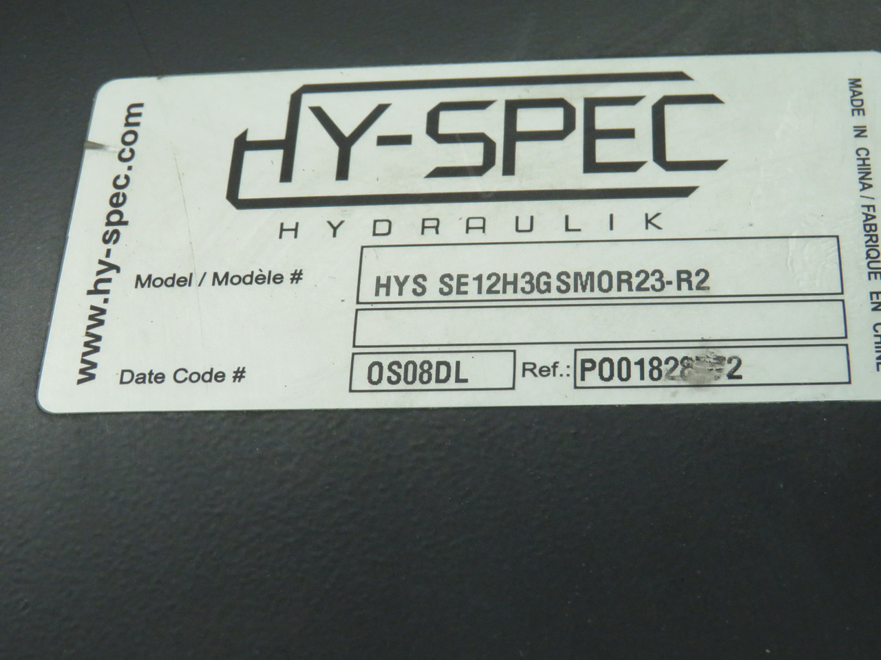 Hy-Spec Hydraulik HYS-SE12H3GSM0R23-R2 Dock Pump w/Reservoir 12V USED