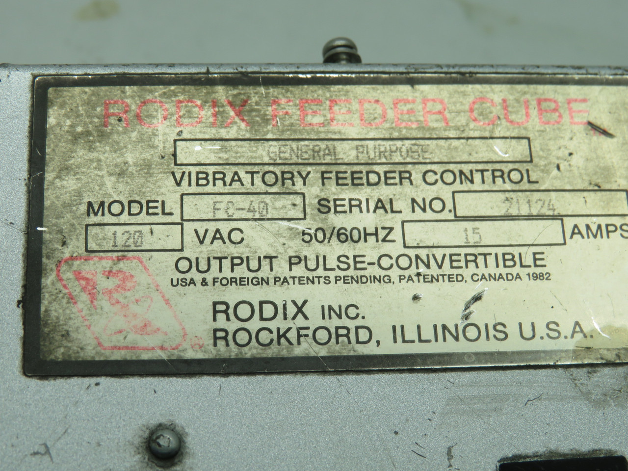 Rodix FC-40 Feeder Control Cube NO FUSE HOLDER/SHELF WEAR USED