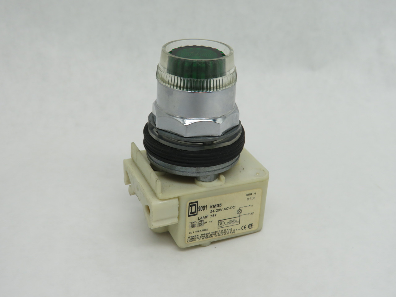 Square D 9001-K1L35G Illuminated Momentary Push Button 24-28VAC/DC Green USED
