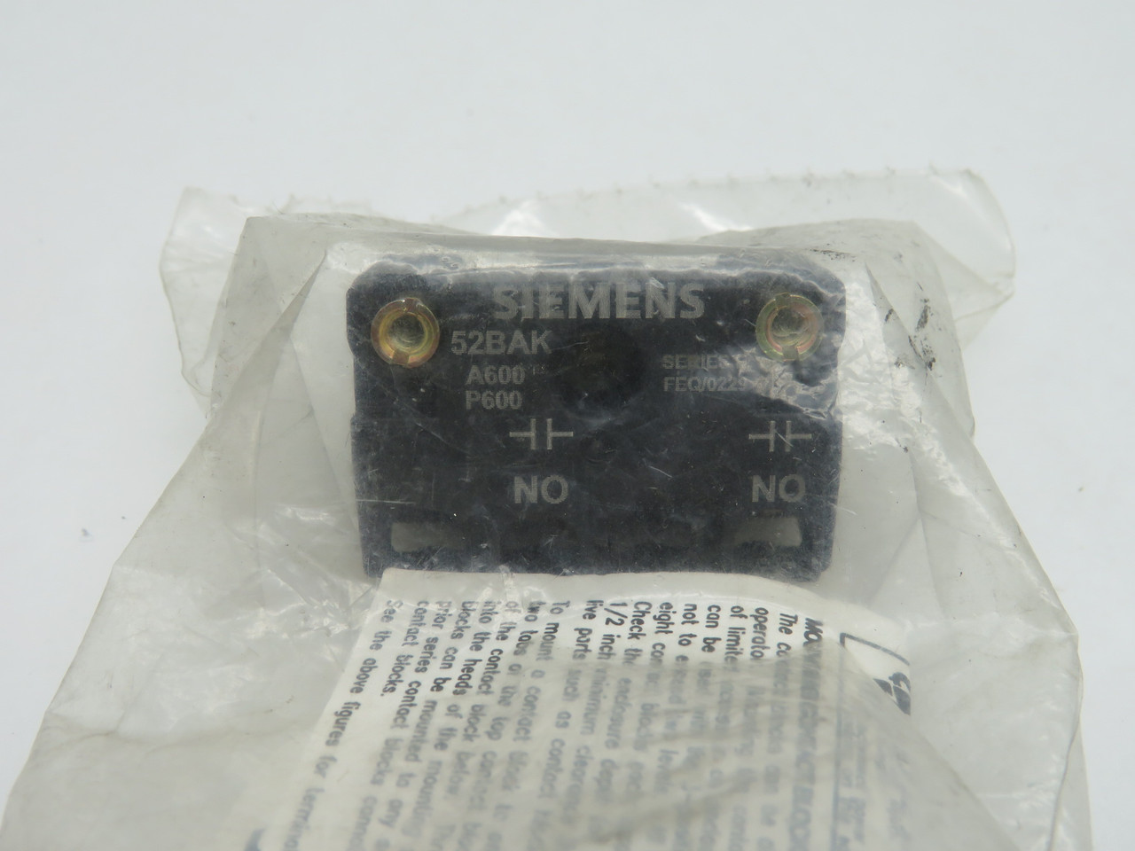 Siemens 52BAK Contact Block A600 P600 1NO NWB