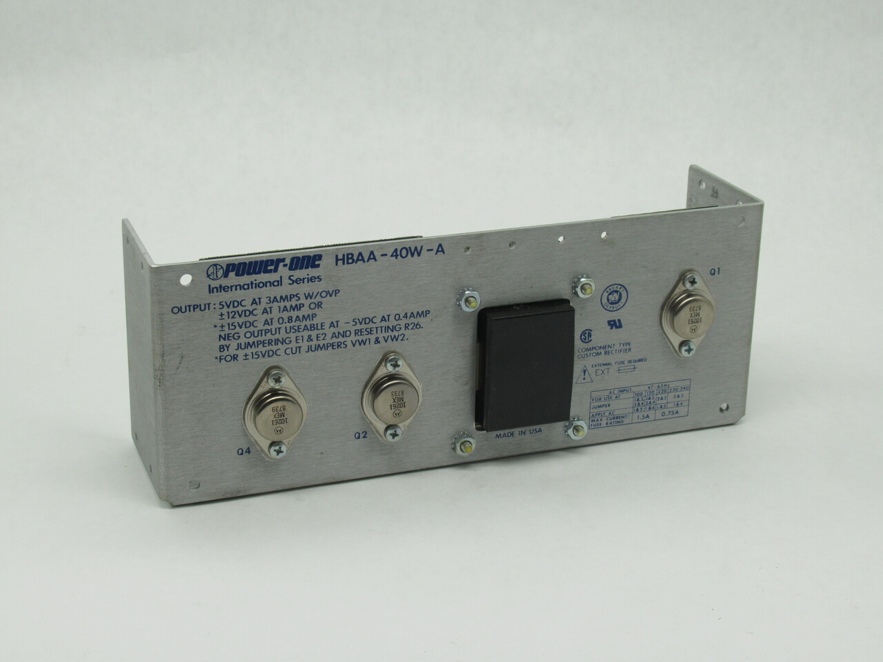 Power-One HBAA-40W-A Linear Power Supply 5VDC@3A 12VDC@1A 15VDC@0.8A BOX DMG NEW