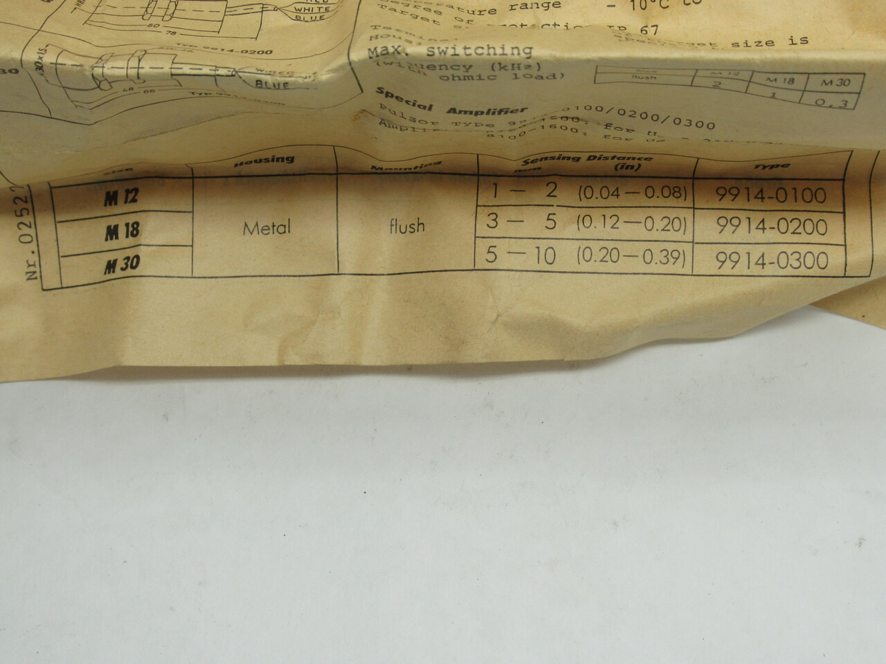 Pulsotronic 9914-0300 Proximity Sensor 24VDC 5-10mm Distance SHELF WEAR NEW