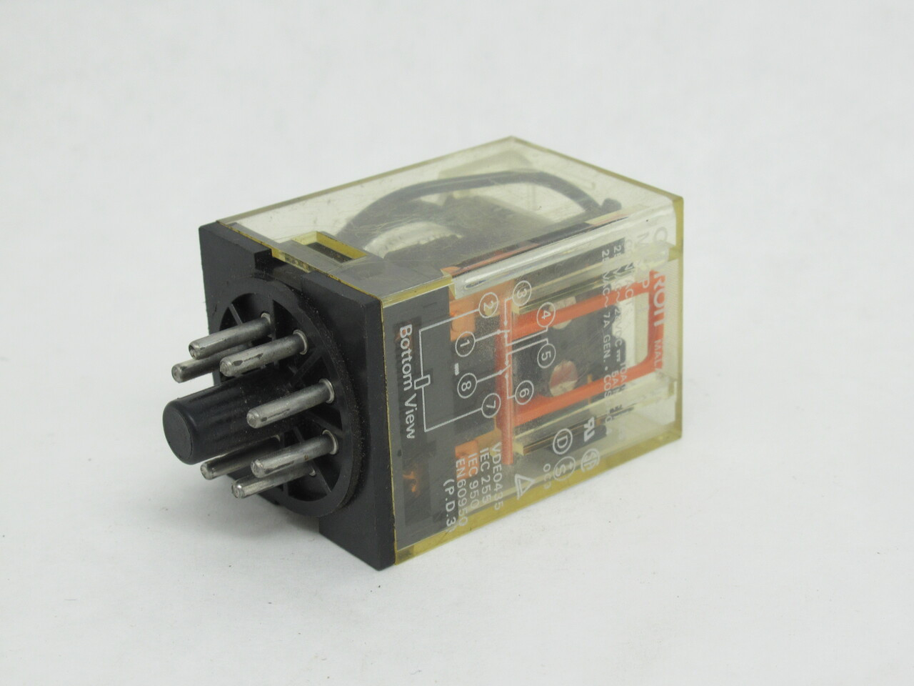 Omron MK2P-I-DC12 Plug-In Relay 12VDC 10A (NO) 5A (NC) 250VAC/28VDC 8-Pin USED