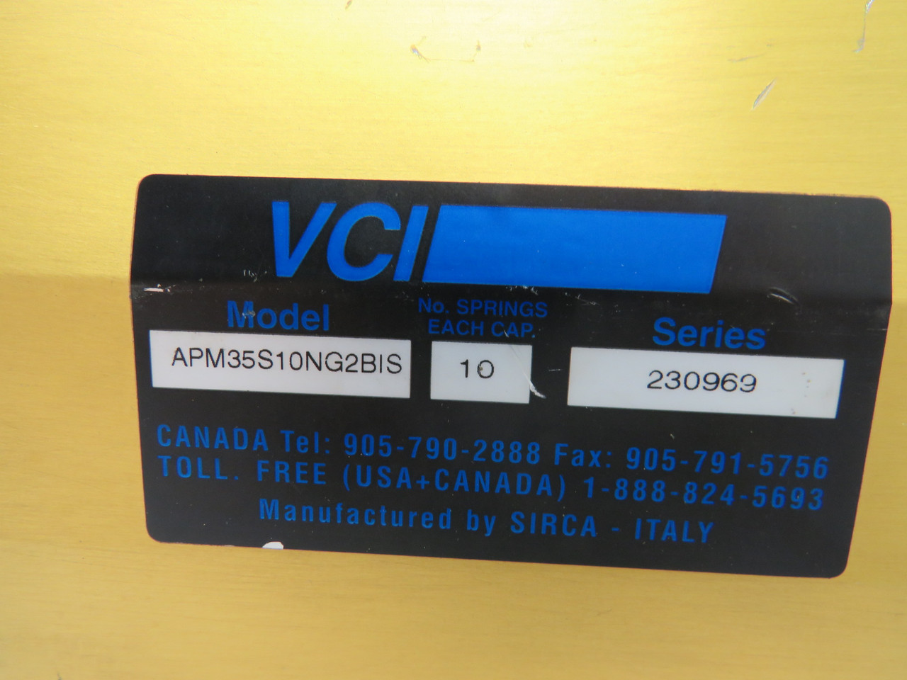 VCI APM35S10NG2BIS Pneumatic Actuator 1000kPa 142PSI 10 Spring Per Cap USED