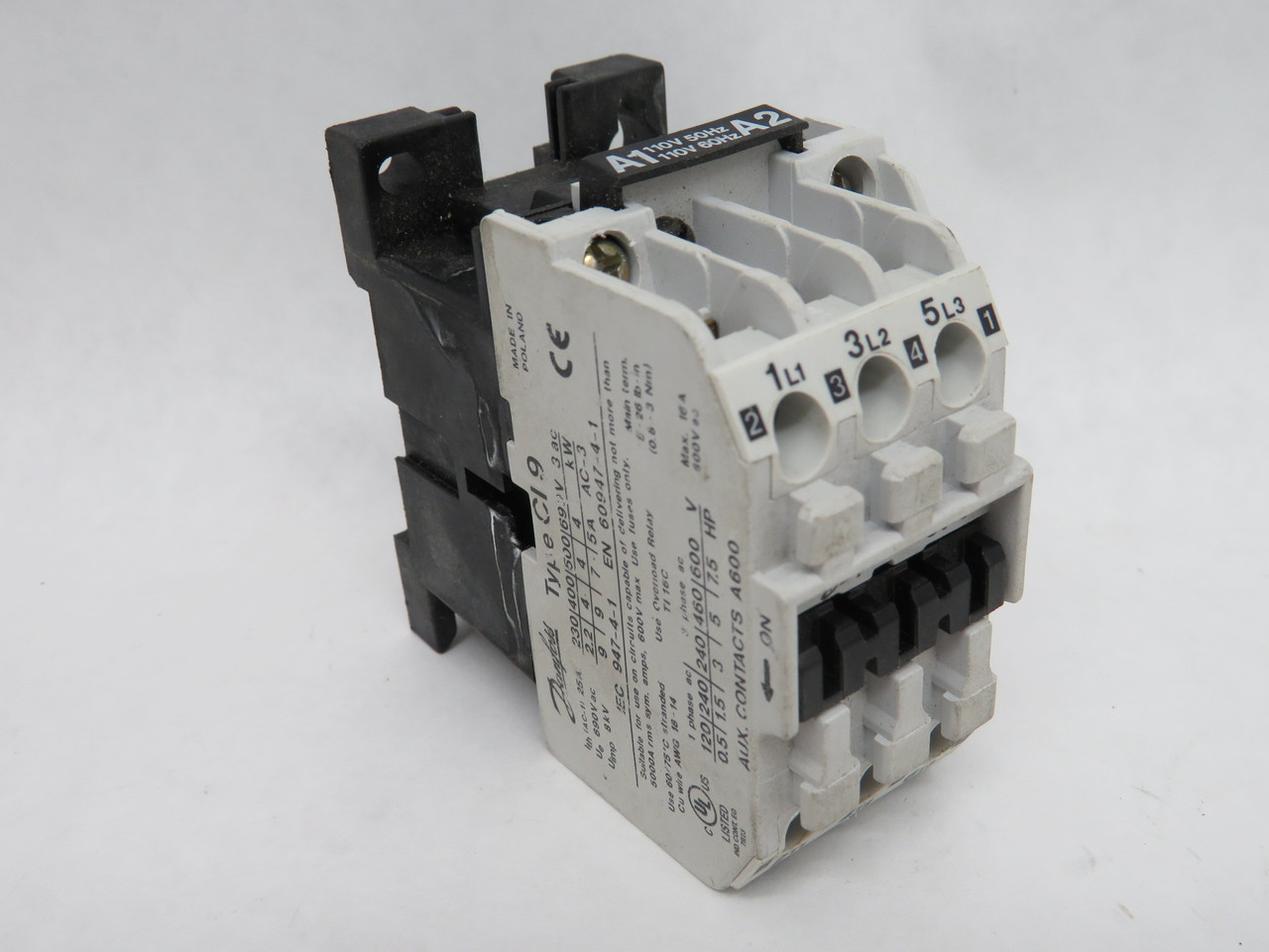 Danfoss 037H0021-23 CI 9 Contactor 110V 50/60Hz 25A 3 Pole 3NO USED