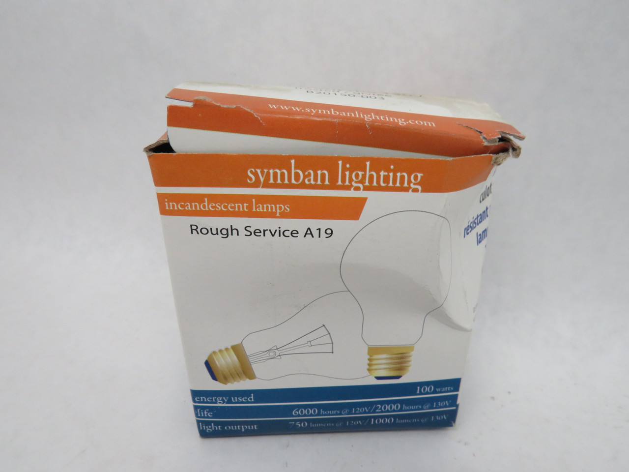 Symban 100A19/IF/RS-130V Frosted Light Bulb 100W 130V 2-PK DAMAGED BOX NEW