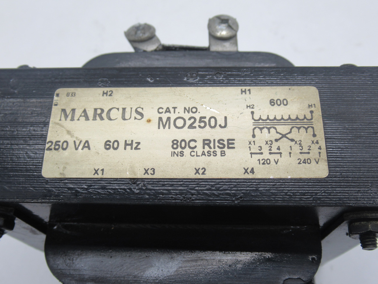 Marcus MO250J Industrial Control Transformer 250VA Pri 600V Sec 120/240V USED