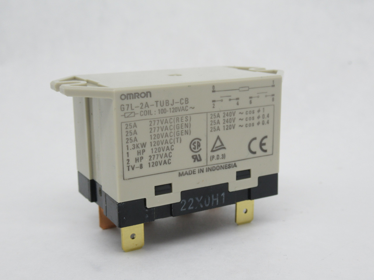 Omron G7L-2A-TUBJ-CB-AC100/120 Power Relay 100-120VAC 25A 6-Blade NOP