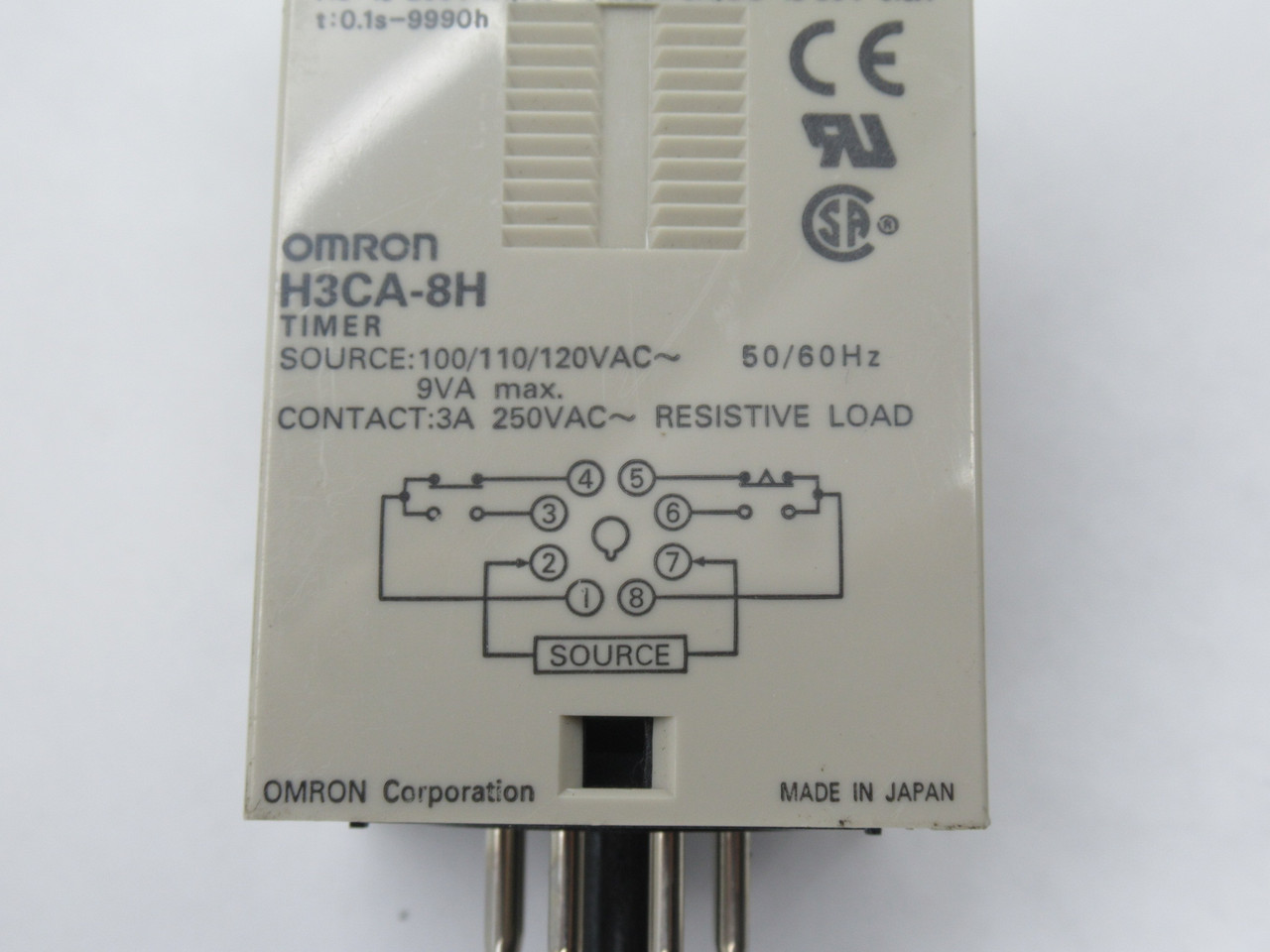 Omron H3CA-8H-AC100/110/120 Timer 0.1s-9990h 100/110/120V 50/60Hz 3A@250V NOP