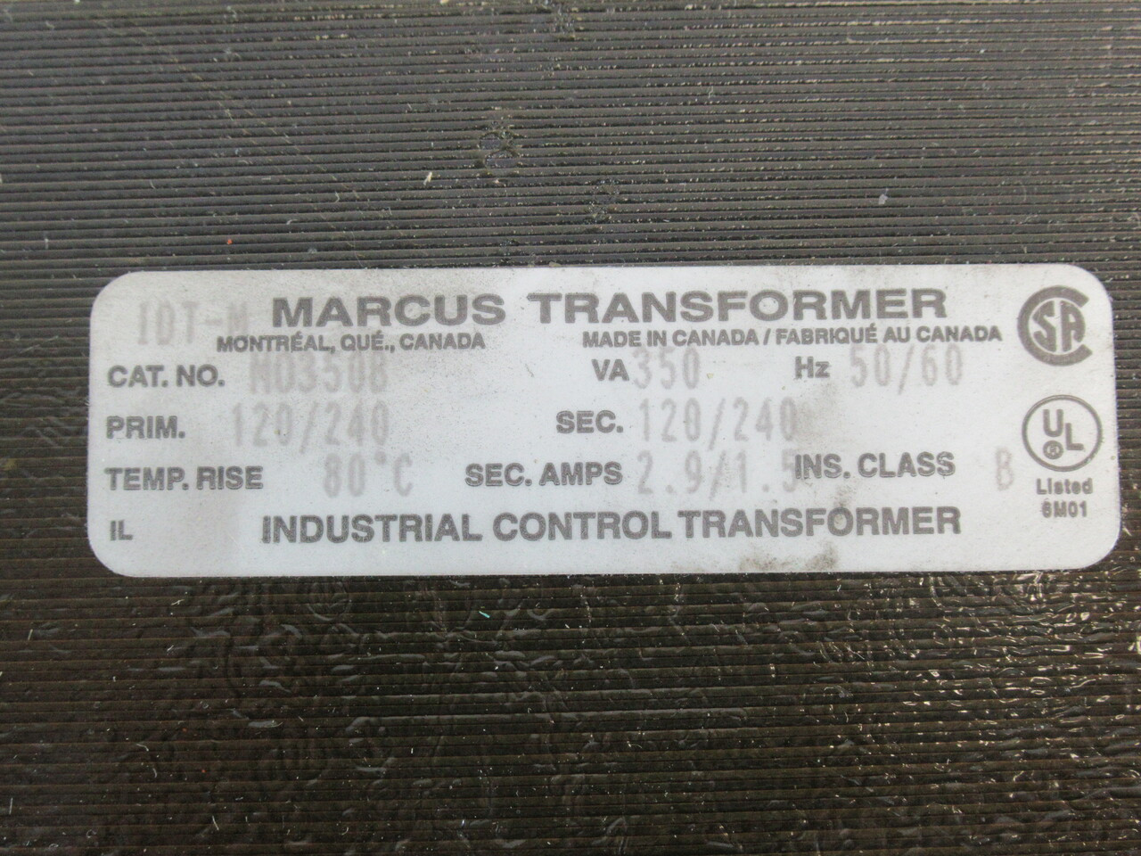 Marcus MO350B Industrial Transformer 350VA Pri 120/240V Sec 120/240V BOX DMG NEW