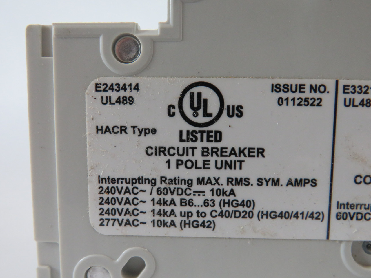 Siemens 5SJ4130-7HG40 Circuit Breaker 30A 240/277VAC 60VDC 1P USED