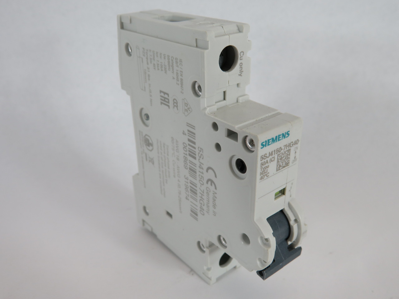 Siemens 5SJ4150-7HG40 Circuit Breaker 50A 240/277VAC 60VDC 1P USED