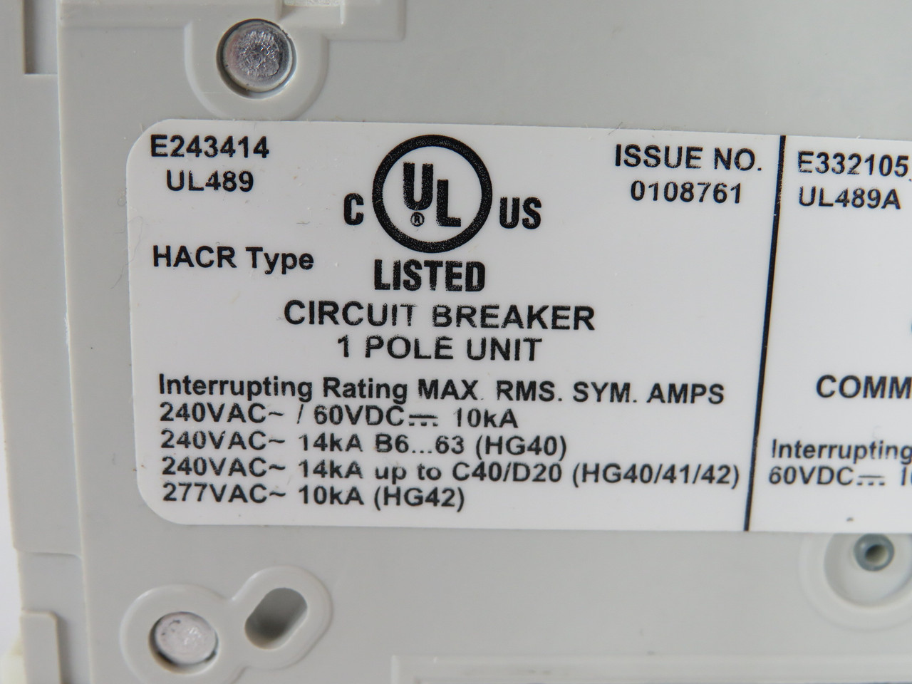 Siemens 5SJ4150-7HG40 Circuit Breaker 50A 240/277VAC 60VDC 1P USED