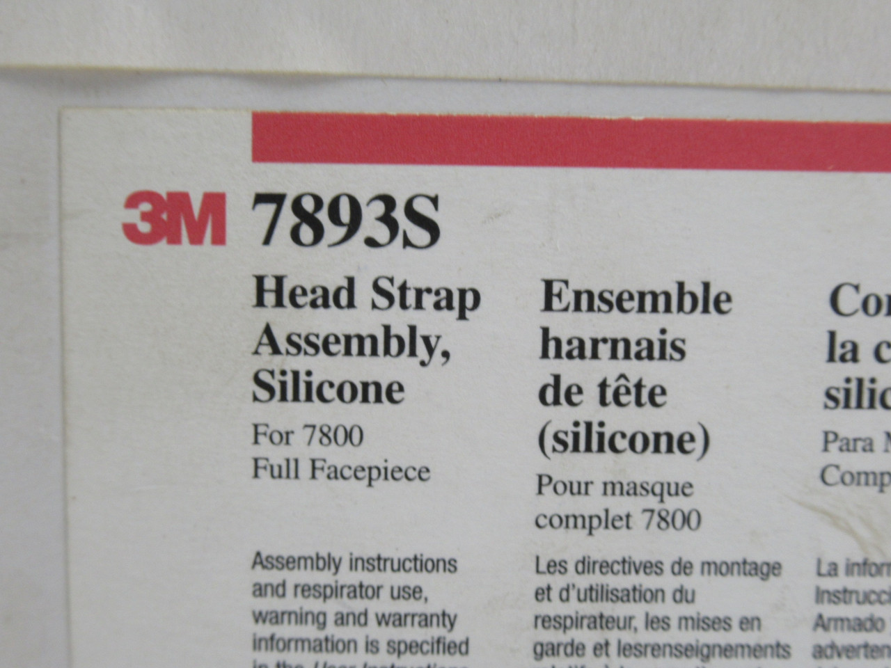 3M 7893S Silicone Head Strap Assembly *DAMAGED BOX* NEW