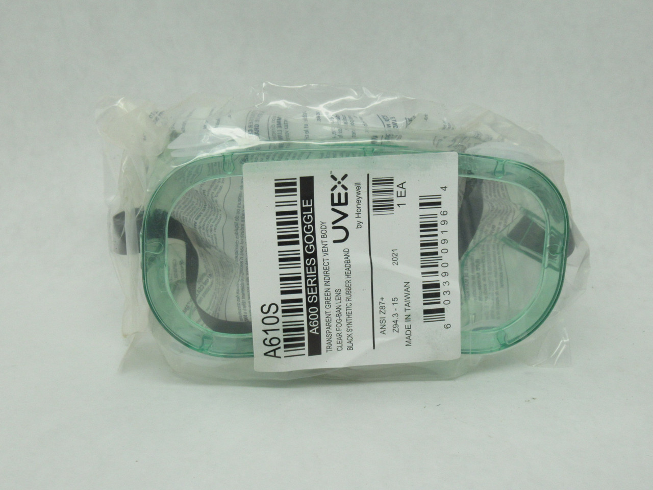 Honeywell A610S Uvex Splash Goggle Transparent Green Clear Lens NWB