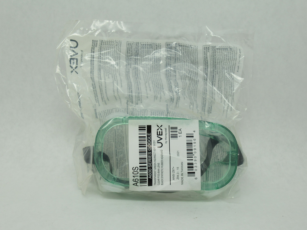 Honeywell A610S Uvex Splash Goggle Transparent Green Clear Lens NWB