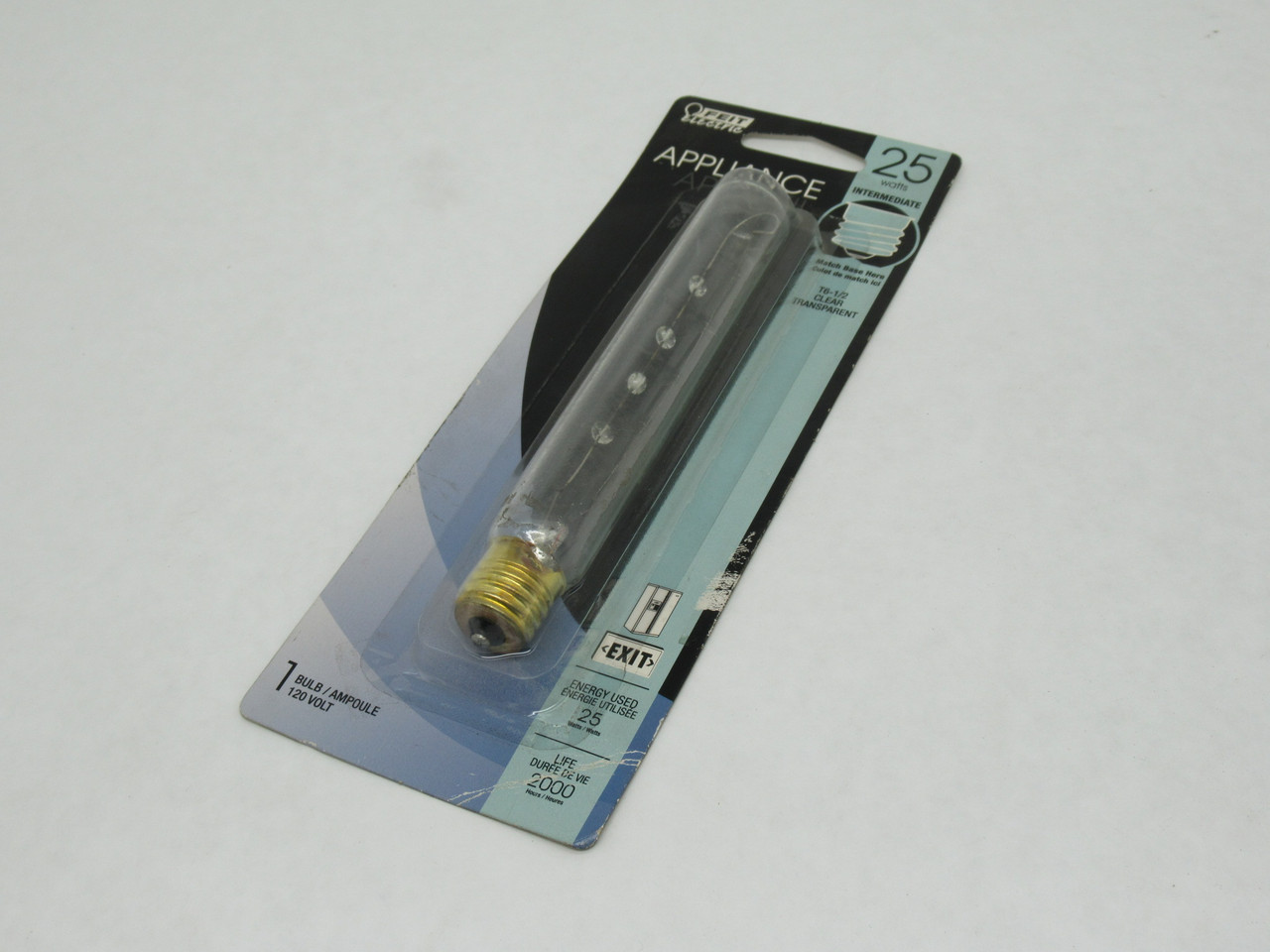 Feit BP25T61/2/CAN Clear Tubular Incandescent Bulb 120V 25W T6.5 SHELF WEAR NEW