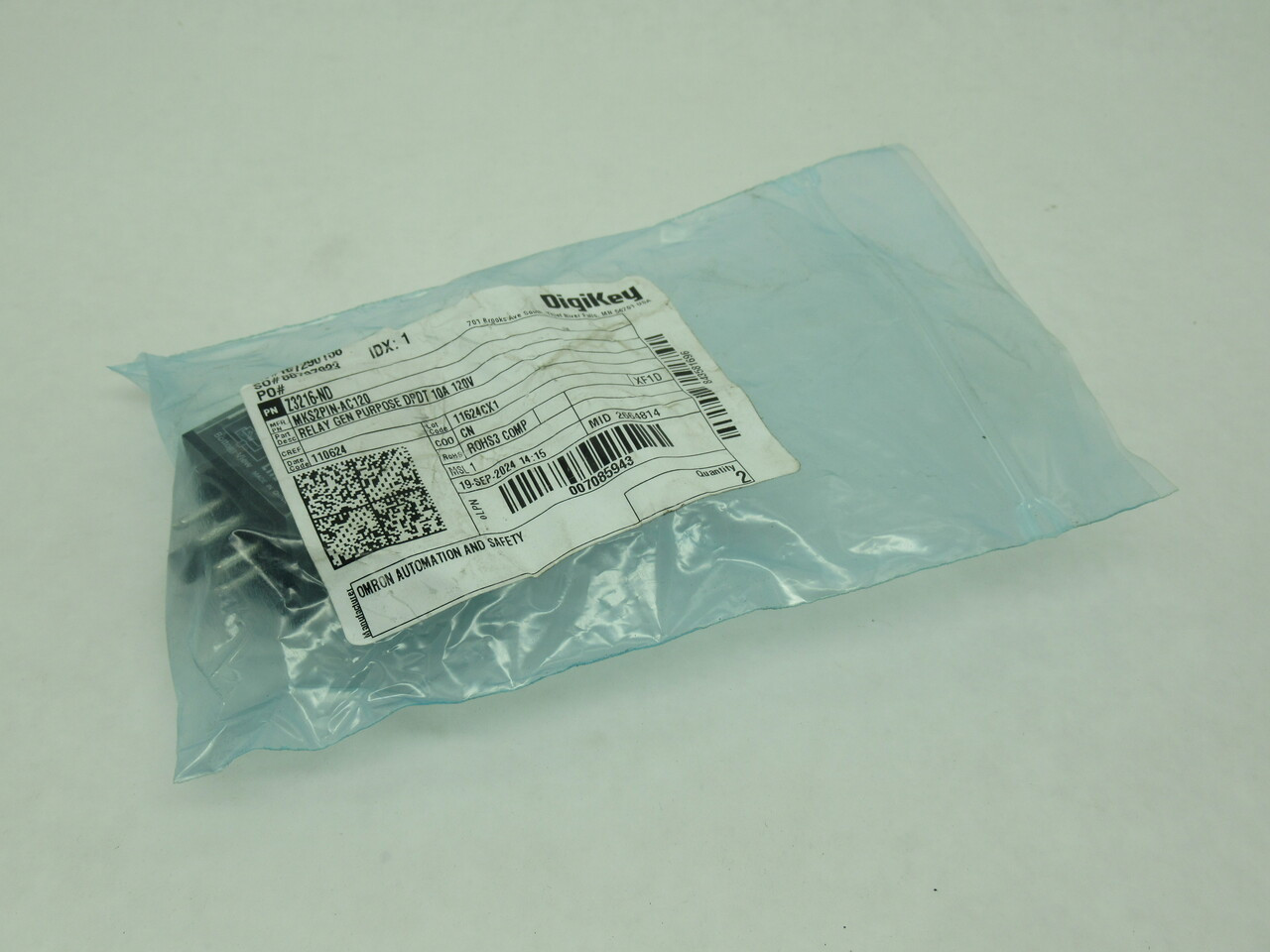 Omron MKS2PIN AC120 Plug-In Relay 120V 10A 8-Pin DPDT NOP