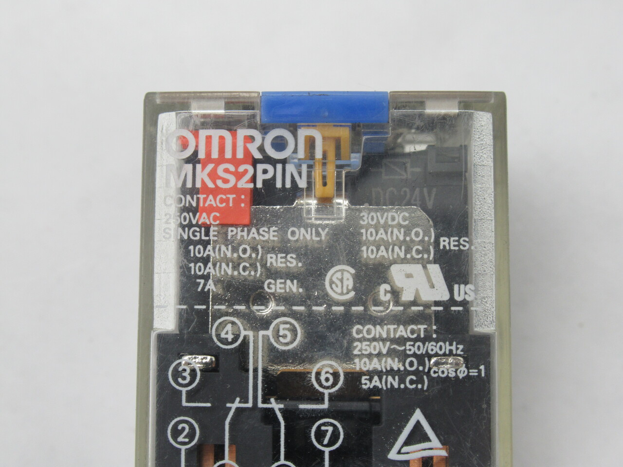 Omron MKS2PIN DC24 Plug-In Relay 24VDC 10A 8-Pin DPDT USED