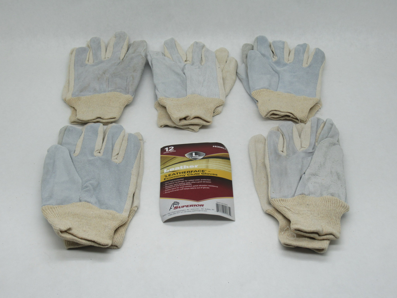 Superior 630KLI Leather Economy Clute Glove Ladies *LOT OF 5 PAIRS* NOP