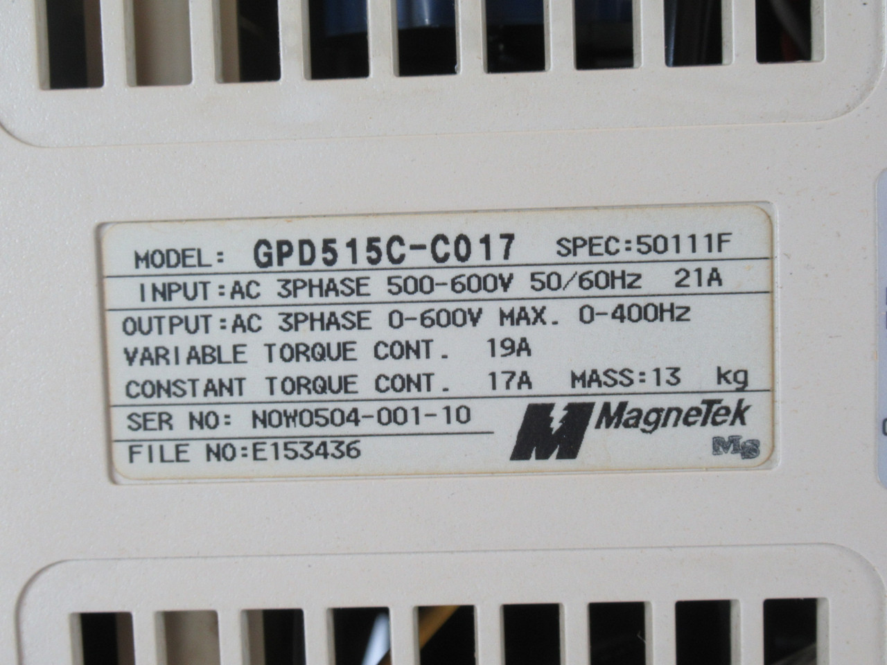 Magnetek 5017-FVG+ Variable Frequency AC Drive 3Ph 15HP 575V DAMAGED BOX NEW