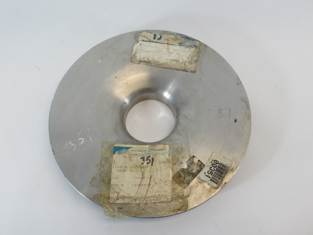 Worthingon 959881-01 Wear Plate 10" OD 1.375" LTB 2.5625" Bore SHELF WEAR NOP