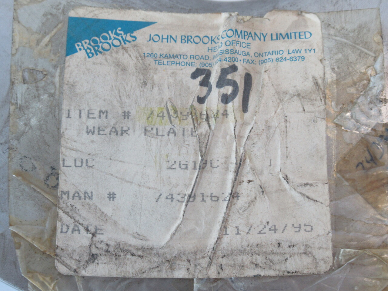 Worthingon 959881-01 Wear Plate 10" OD 1.375" LTB 2.5625" Bore SHELF WEAR NOP