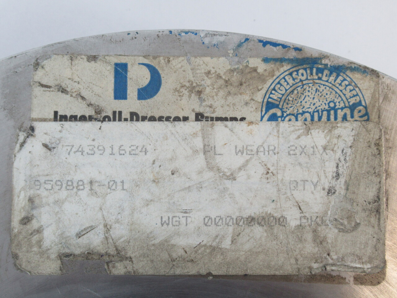 Worthingon 959881-01 Wear Plate 10" OD 1.375" LTB 2.5625" Bore SHELF WEAR NOP