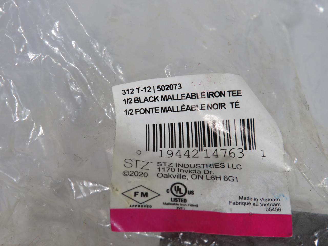 Stz Industries 312-T-12 Threaded Tee 1/2" Iron Black Malleable NWB