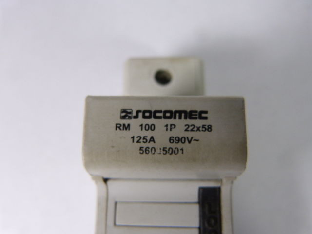 Socomec 56035001 RM100 Fuse Holder 125A 690V 1-Pole 22X58 *Stained* USED