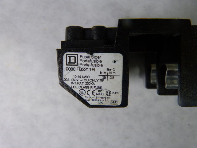 Square D 9080-FB2211R Fuse Holder 30A 250V 2-Pole USED