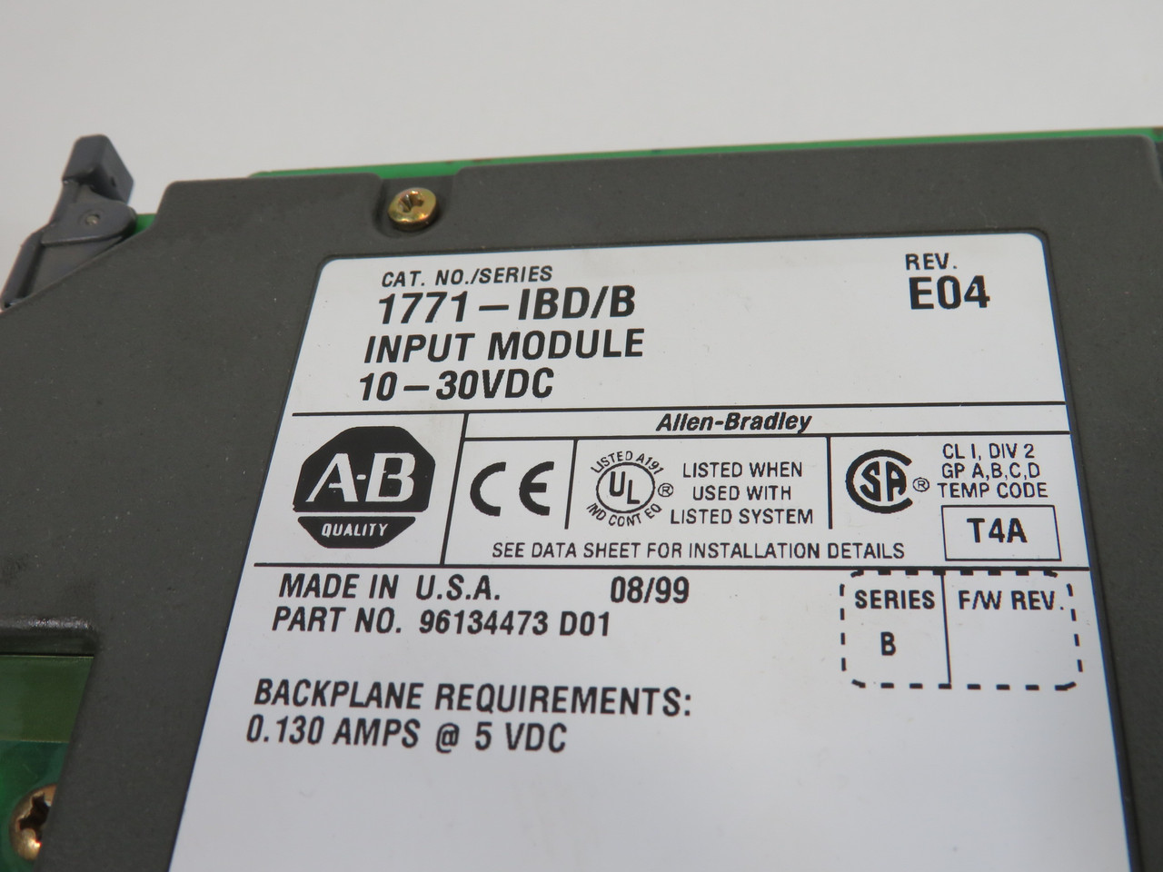 Allen-Bradley 1771-IBD DC Input Module 10-30VDC Series B Rev. E04 USED