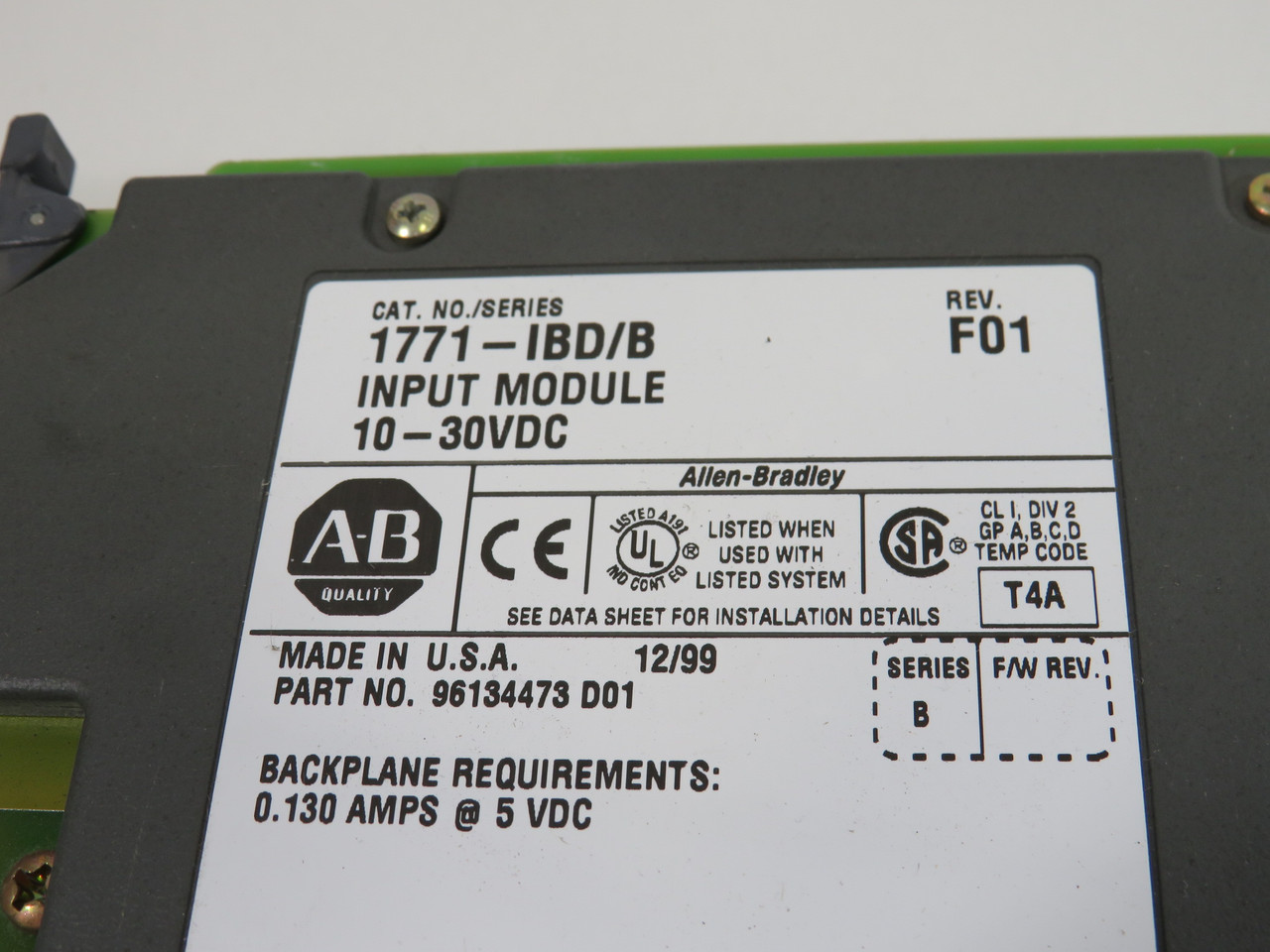 Allen-Bradley 1771-IBD DC Input Module 10-30VDC Series B Rev. F01 USED