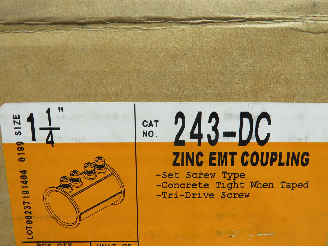 Bridgeport 243-DC Zinc EMT Set Screw Coupling 1-1/4" *Lot of 6* NEW