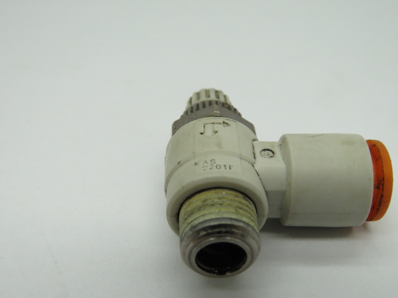 SMC AS2201F-01-07S Speed Controller Elbow R1/8" Thread 1/4" Tubing OD USED