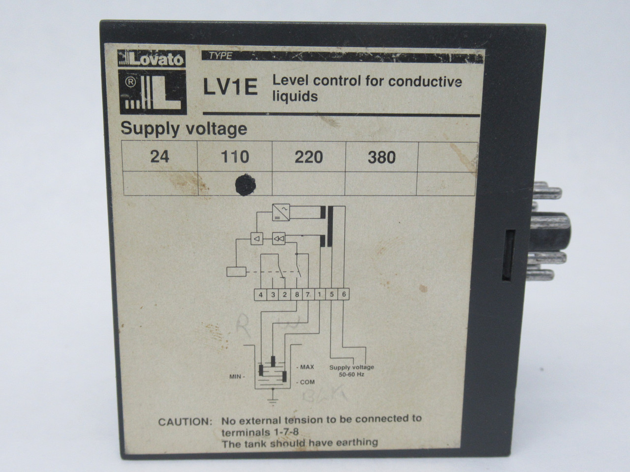 Lovato 31LV1E110 Level Control Relay 110V 8-Pin USED