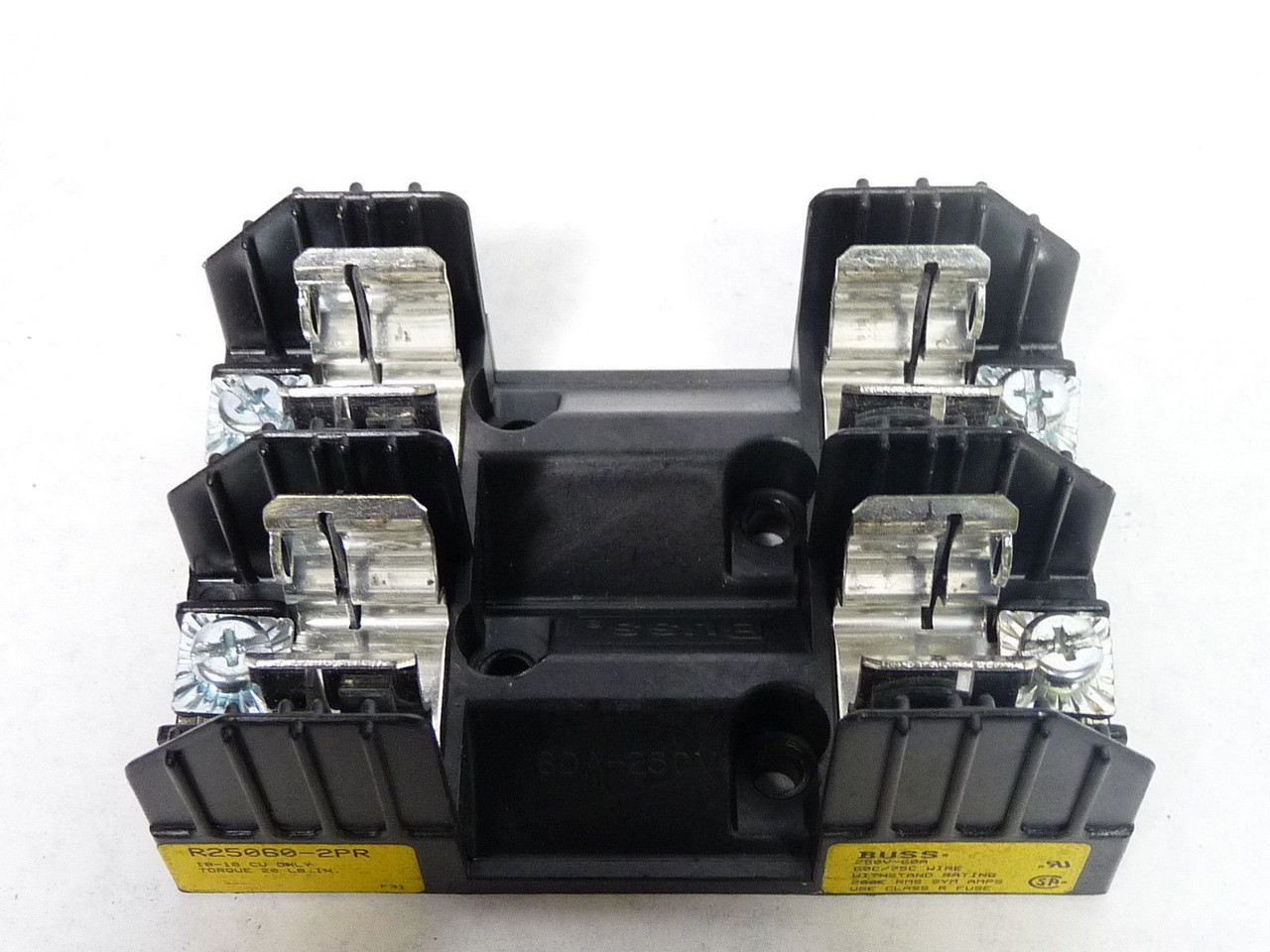 Bussmann R25060-2PR Pressure Plate Fuse Block 60A 250V 2-Pole USED